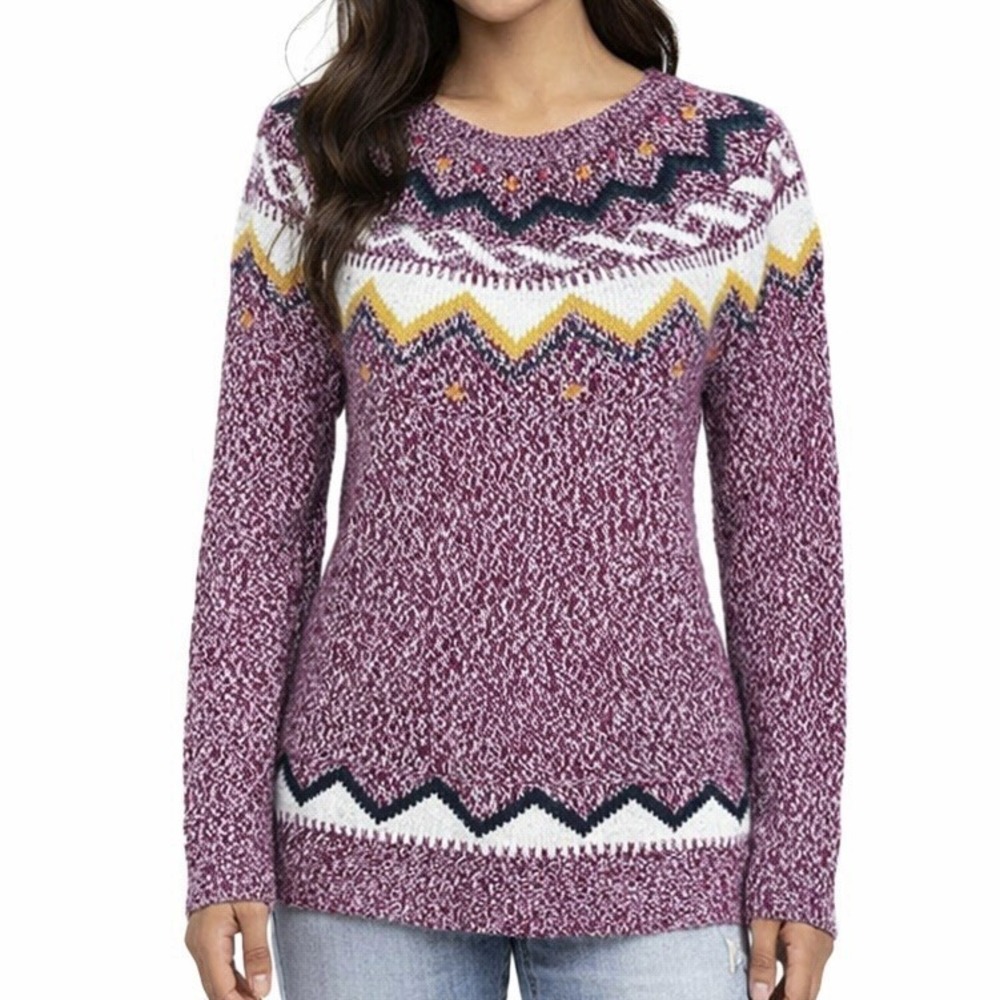 OLD NAVY Fair Isle Nordic Sweater sz M Crewneck Cotton Blend Ski Lodge Fall Cozy